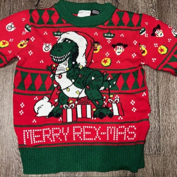 Toy Story Rex Ugly Christmas Sweater Size 18 M Toddler Baby Rex-Mas Holiday NWOT - Picture 2 of 4